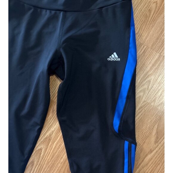 Adidas Response Capri Leggings Womens  ClimaLite  Black & Blue Size M Athletic - Picture 2 of 7